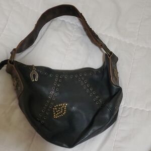 Betsey Johnson Black Studded Hobo Bag
